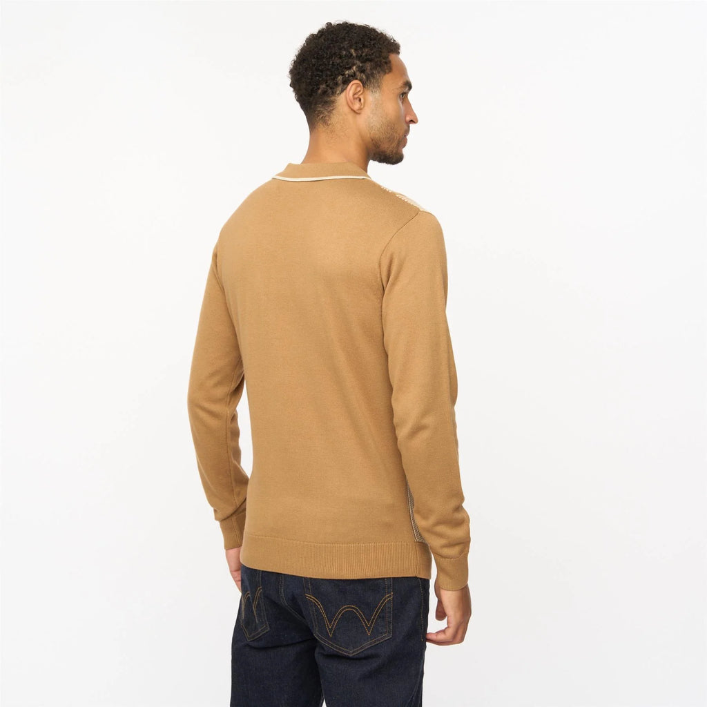 V55GM04 Mens Dante Long Sleeve Knitted Three Button Polo Gabicci Vintage