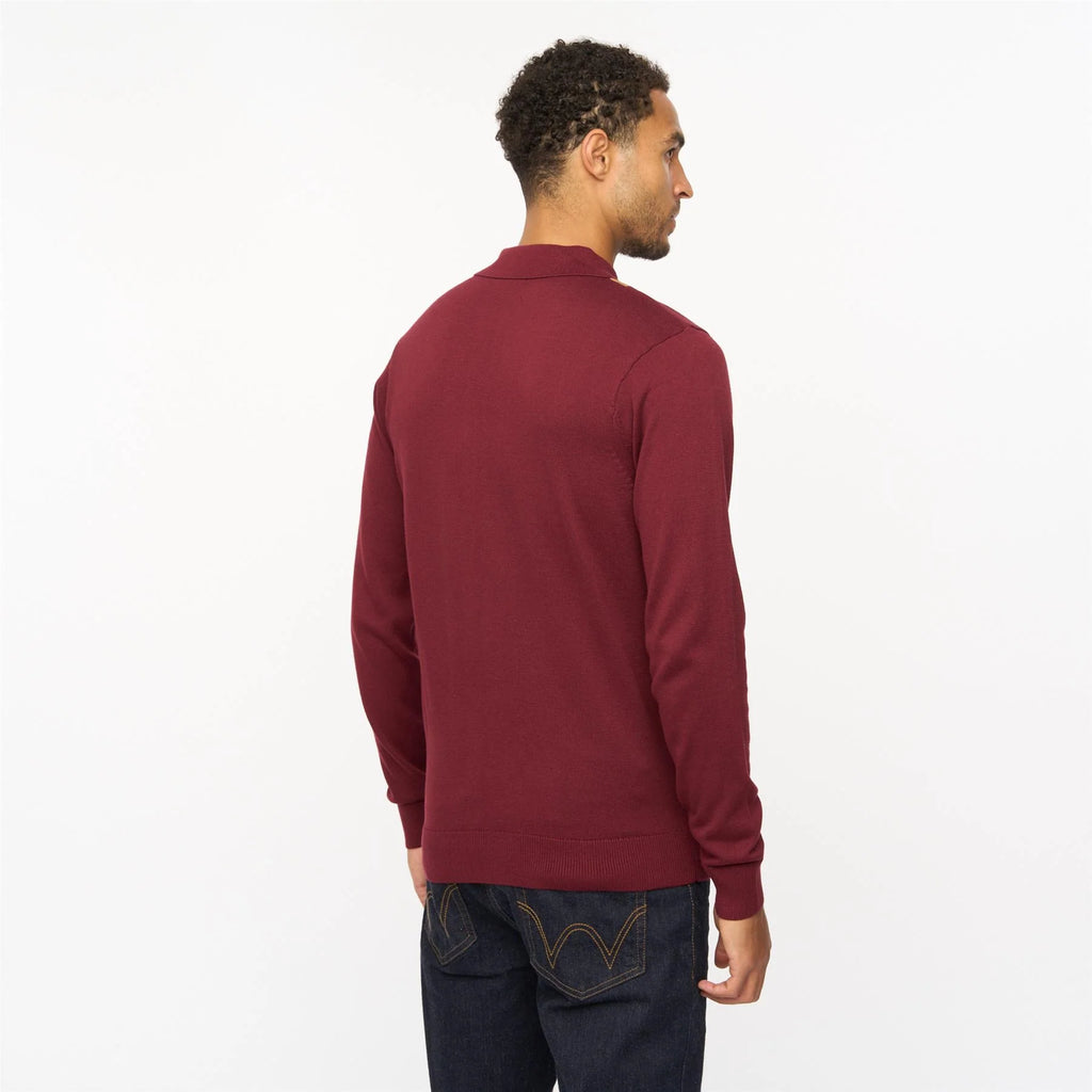 V55GM02 Mens Bond Long Sleeve Knitted Three Button Polo Gabicci Vintage