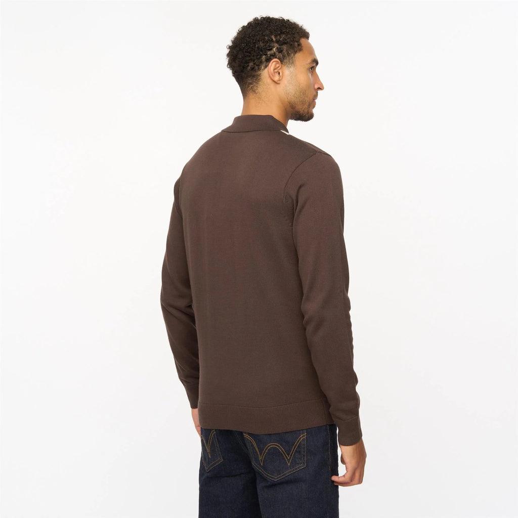 V55GM02 Mens Bond Long Sleeve Knitted Three Button Polo Gabicci Vintage