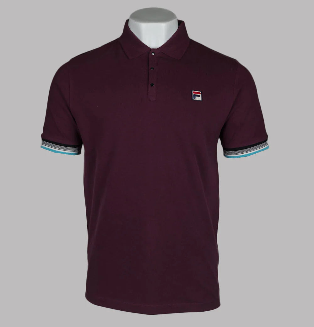 FILA VINTAGE ZEV CUFF DETAIL POLO SHIRT FIG/MILKY BLUE/GARDENIA/BLACK