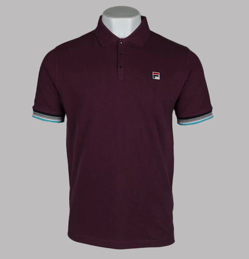 FILA VINTAGE ZEV CUFF DETAIL POLO SHIRT FIG/MILKY BLUE/GARDENIA/BLACK