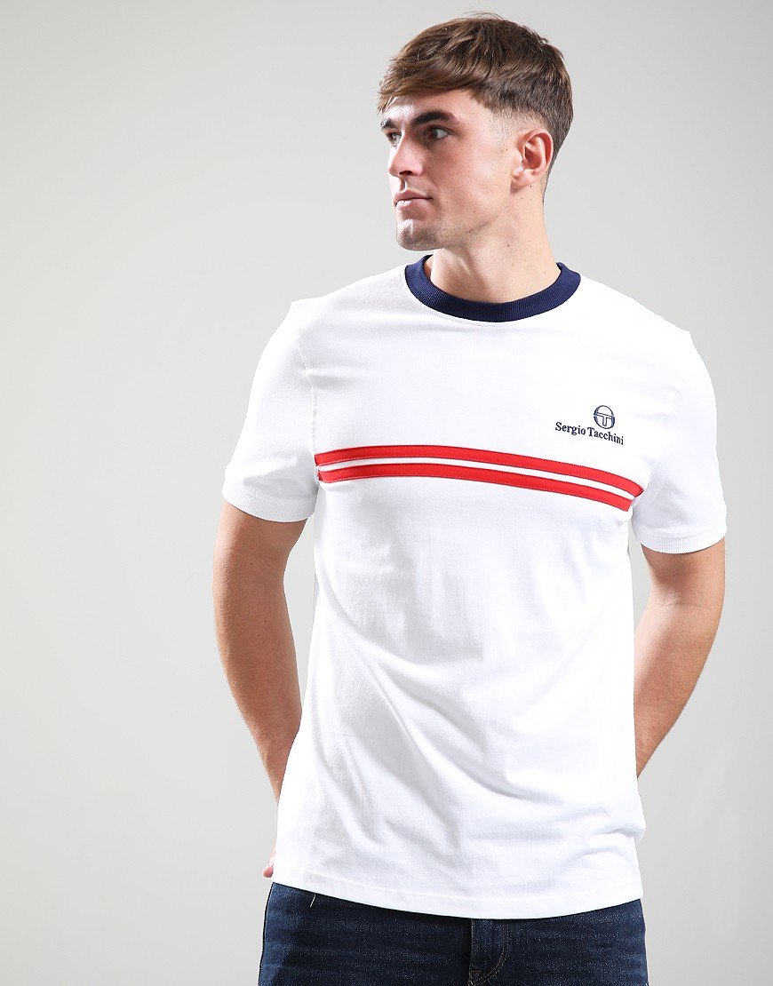 SERGIO TACCHINI NEW SUPERMAC T-SHIRT WHITE/BLUE/ADRENALINE RUSH WHITE